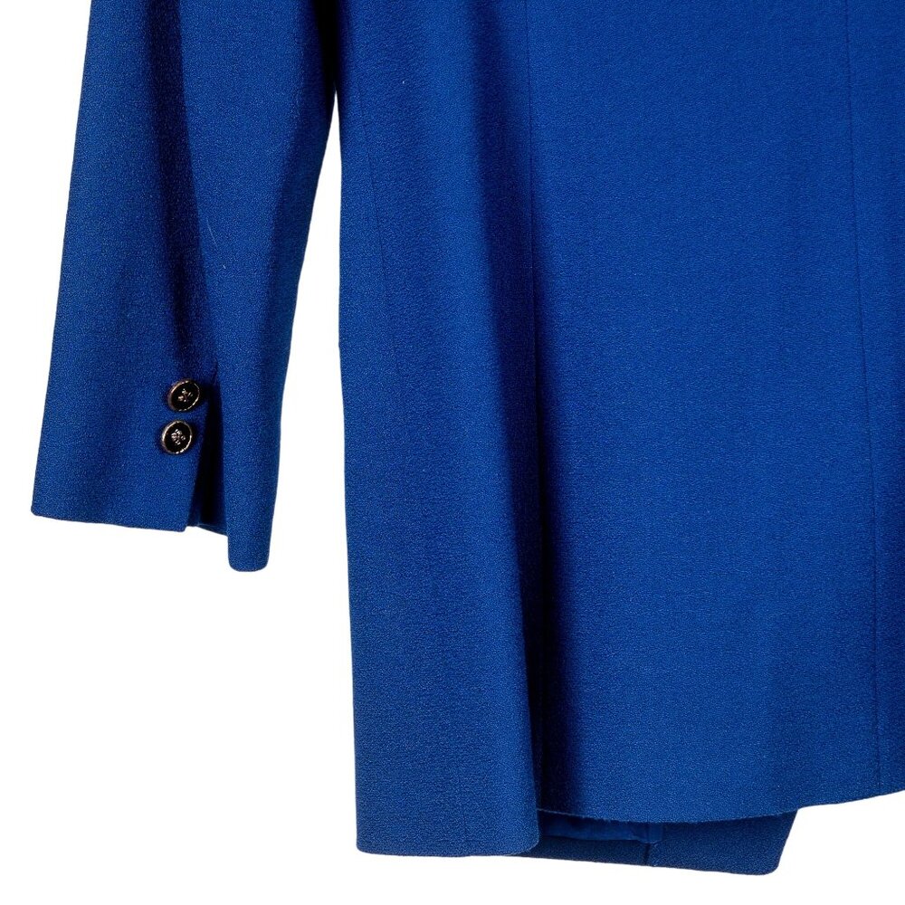 Kasper VTG Wool Jacket 6 Womens Blue Black Piping Button Winter 1980s Pockets - Picture 6 of 6